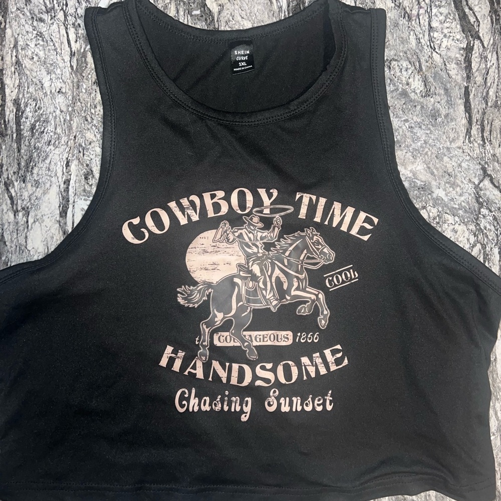 Black Cowboy Time Crop Top
